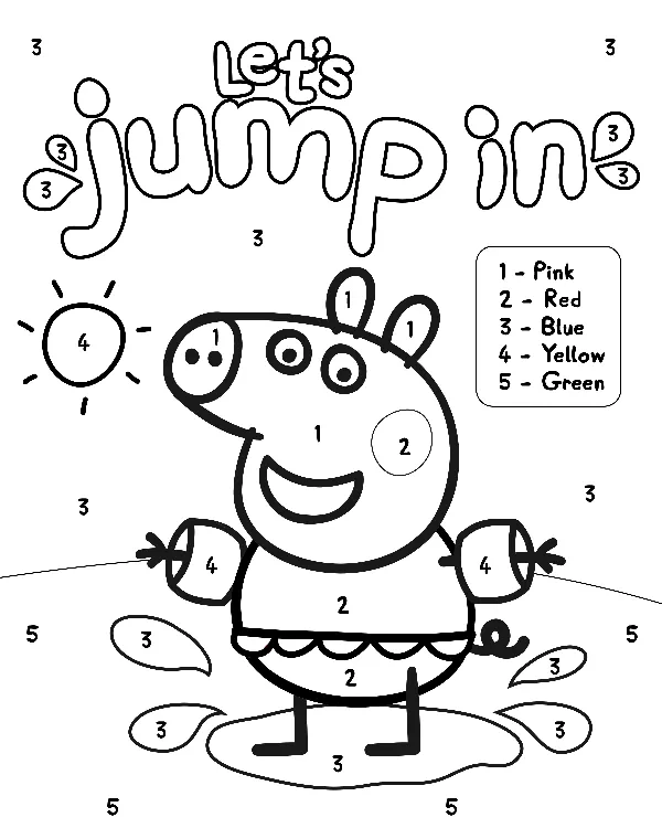 Peppa Pig Jump In Colour By Number